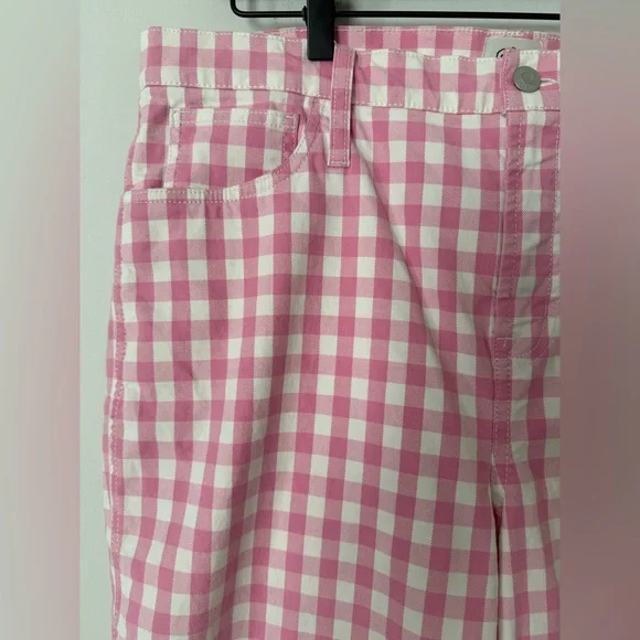 J.Crew Pink Gingham Vintage Straight Jeans Size 32 - Picture 11 of 12